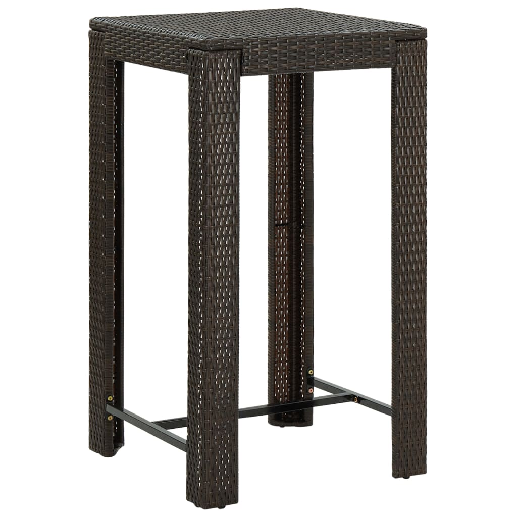 3-Tlg. Gartenbar-Set Mit Kissen Poly Rattan Braun