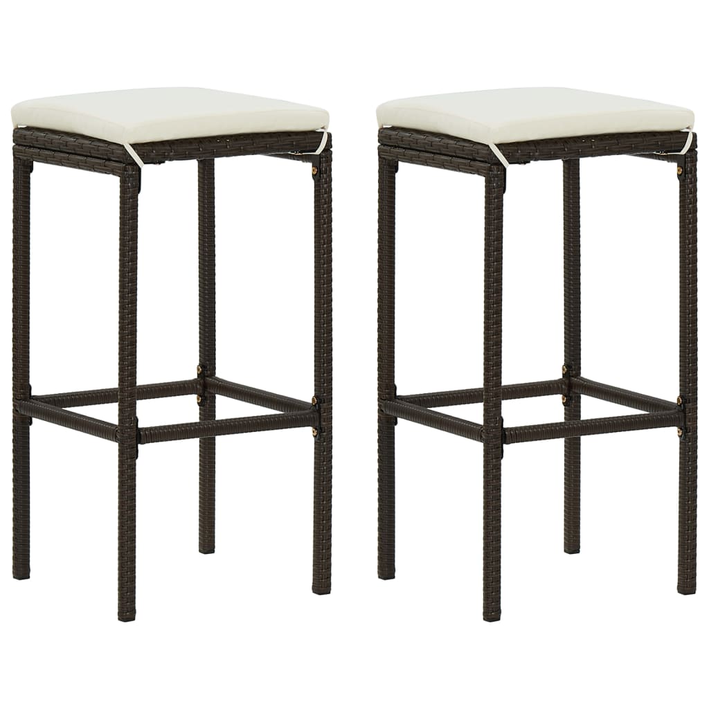 3-Tlg. Gartenbar-Set Mit Kissen Poly Rattan Braun