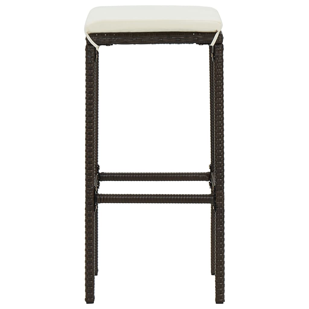 3-Tlg. Gartenbar-Set Mit Kissen Poly Rattan Braun