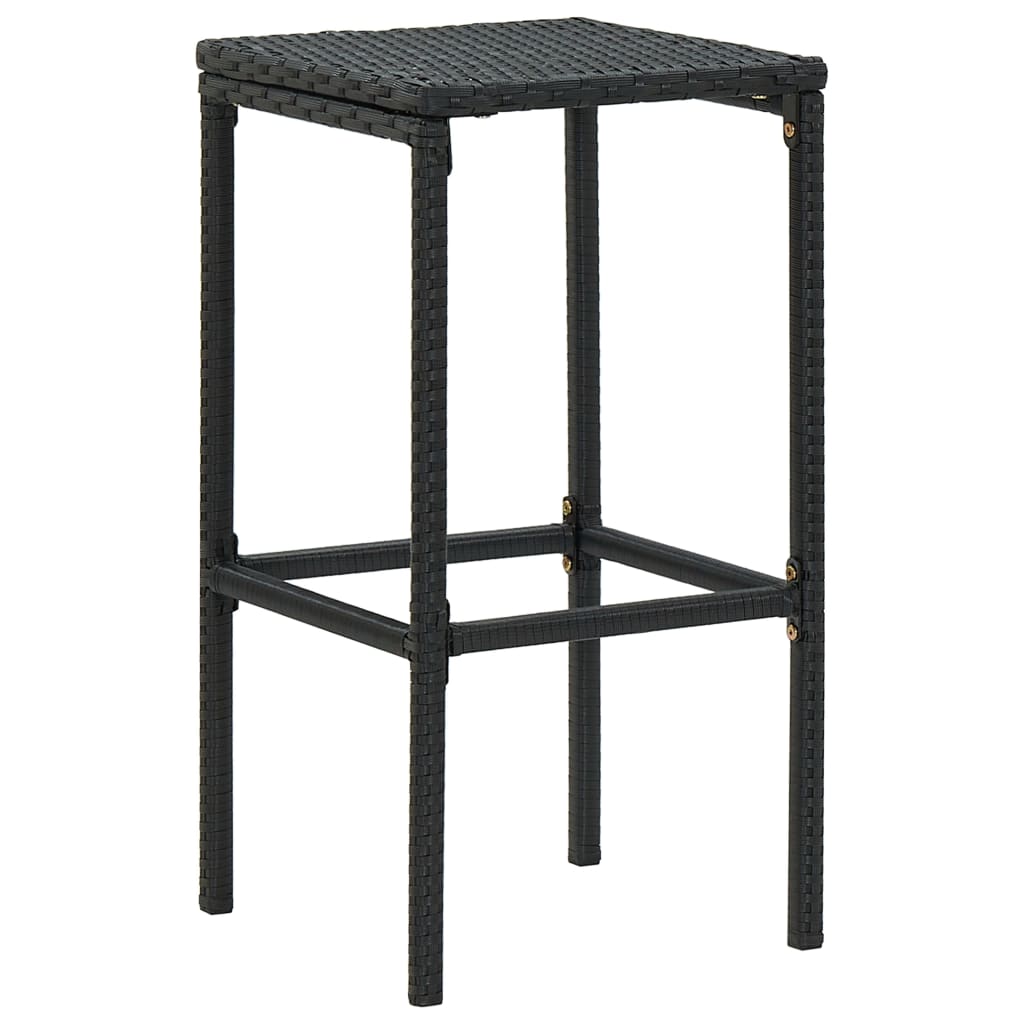 3-Tlg. Gartenbar-Set Mit Kissen Poly Rattan Schwarz