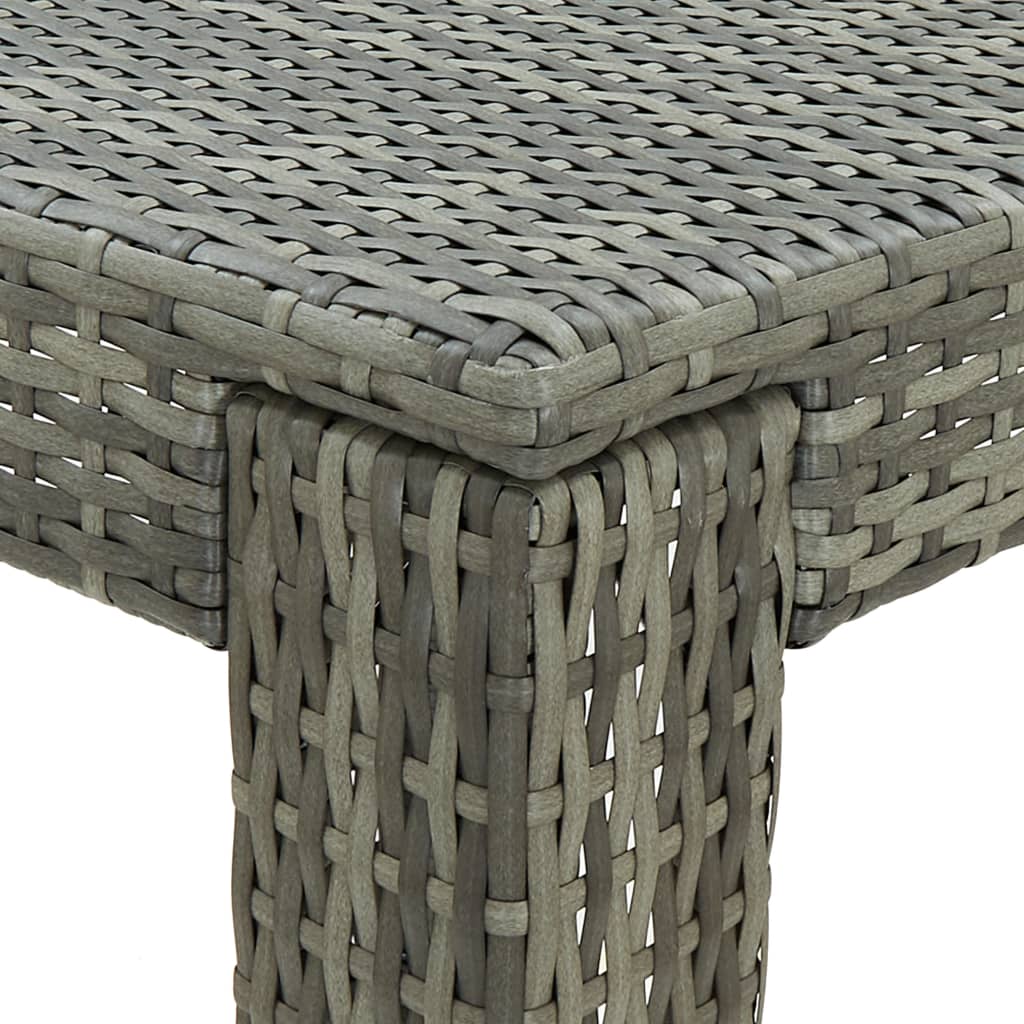 3-Tlg. Gartenbar-Set Mit Kissen Poly Rattan Grau