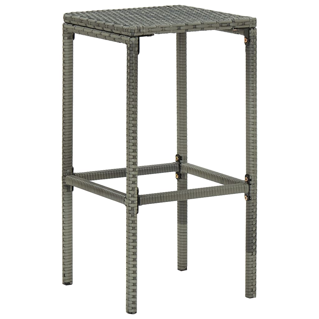 3-Tlg. Gartenbar-Set Mit Kissen Poly Rattan Grau