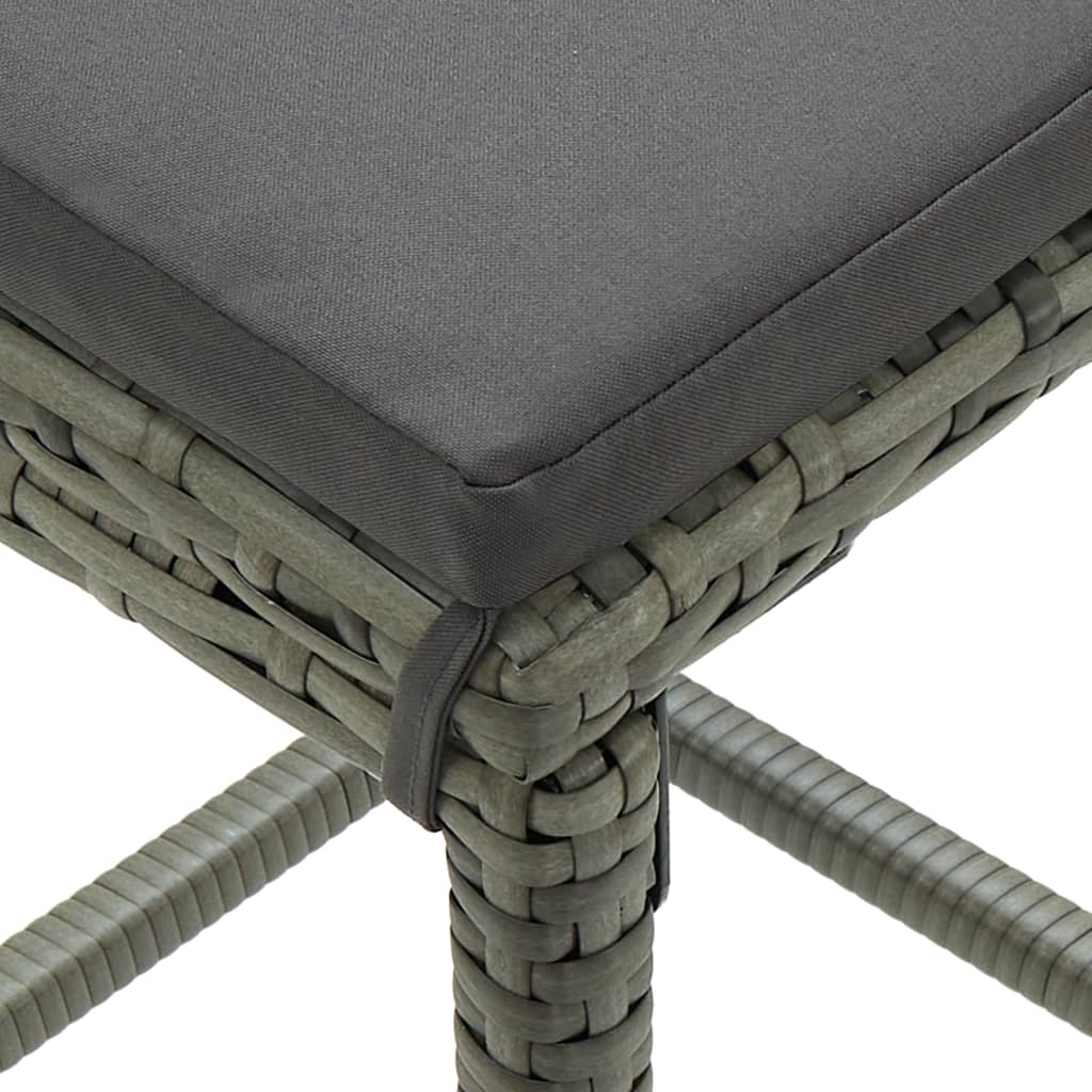 3-Tlg. Gartenbar-Set Mit Kissen Poly Rattan Grau