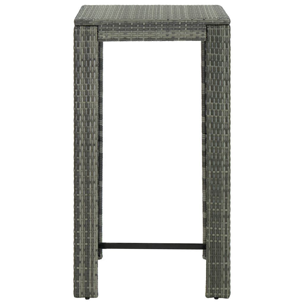 3-Tlg. Gartenbar-Set Mit Kissen Poly Rattan Grau