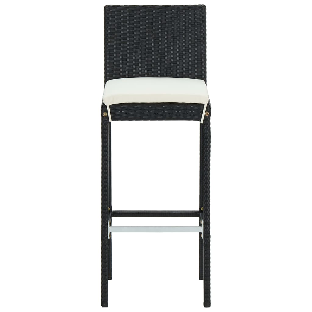 3-Tlg. Gartenbar-Set Mit Kissen Poly Rattan