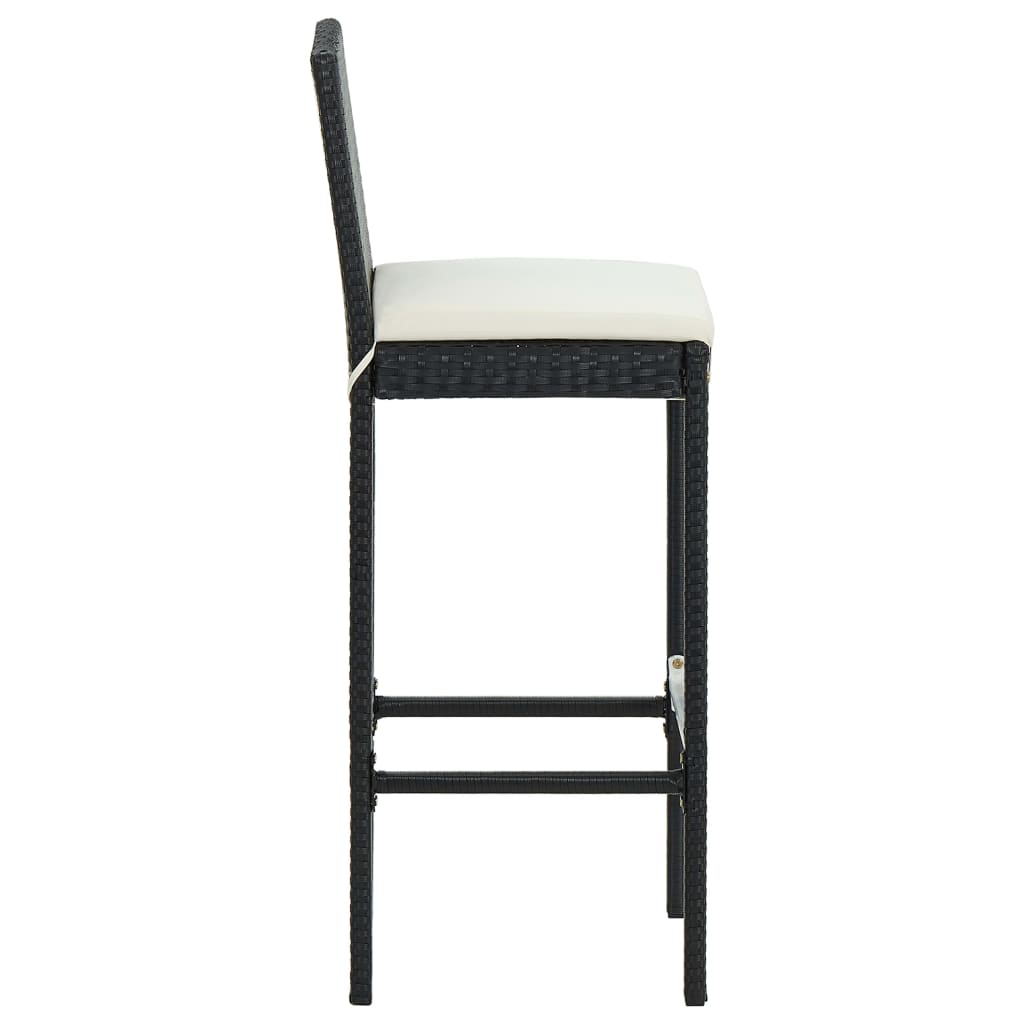 3-Tlg. Gartenbar-Set Mit Kissen Poly Rattan