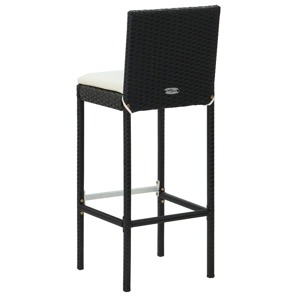 3-Tlg. Gartenbar-Set Mit Kissen Poly Rattan