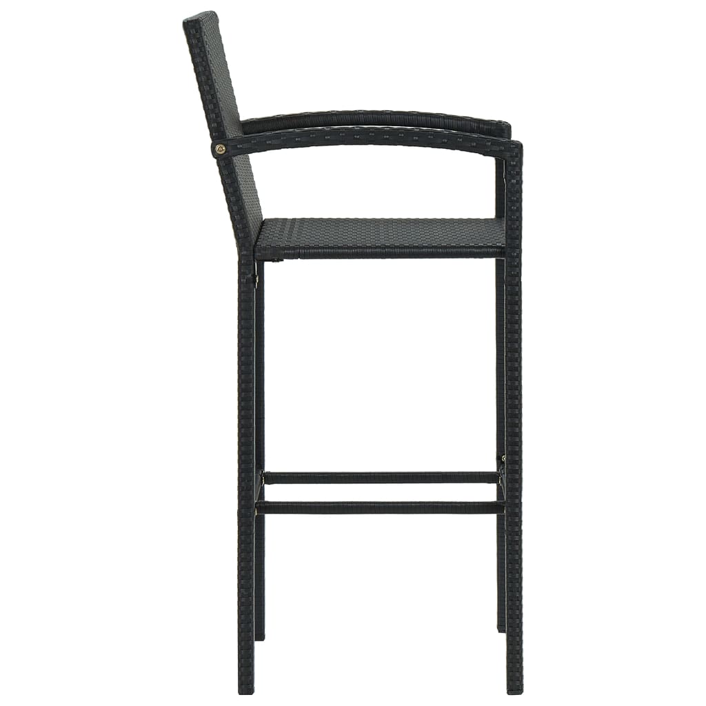 5-Tlg. Garten-Bar-Set Mit Armlehnen Poly Rattan Schwarz