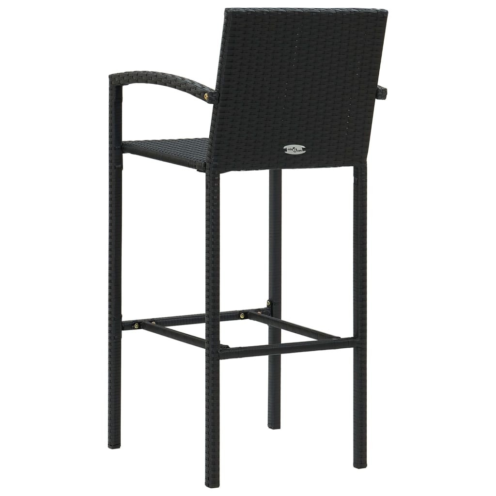 5-Tlg. Garten-Bar-Set Mit Armlehnen Poly Rattan Schwarz