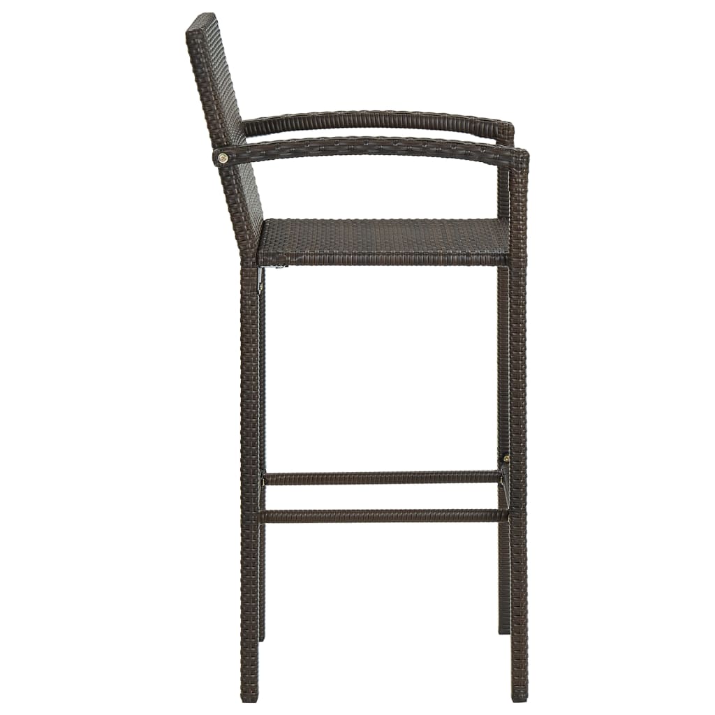 5-Tlg. Garten-Bar-Set Mit Armlehnen Poly Rattan Braun