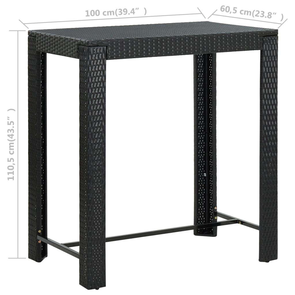 5-Tlg. Garten-Bar-Set Mit Armlehnen Poly Rattan Schwarz
