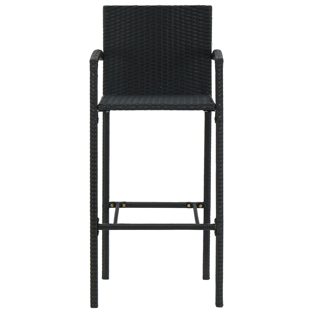 5-Tlg. Garten-Bar-Set Mit Armlehnen Poly Rattan Schwarz