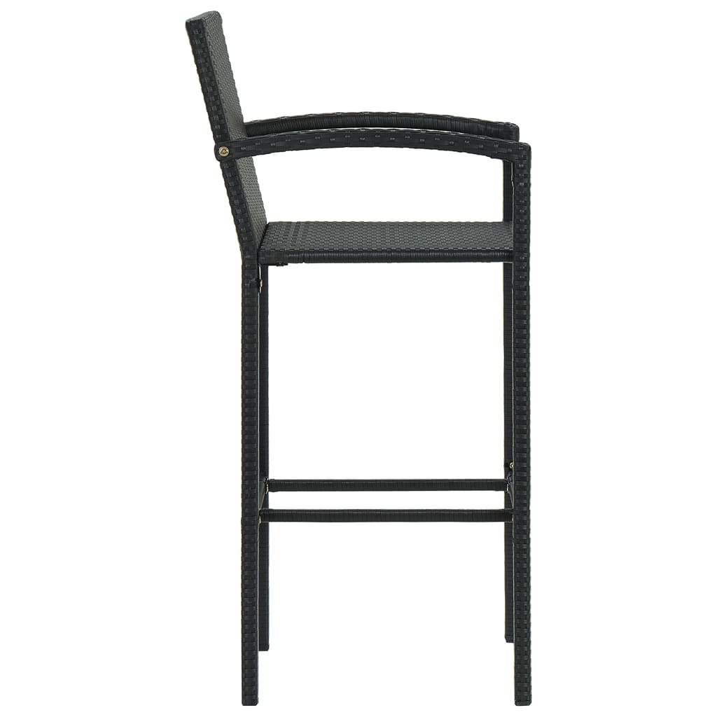 5-Tlg. Garten-Bar-Set Mit Armlehnen Poly Rattan Schwarz