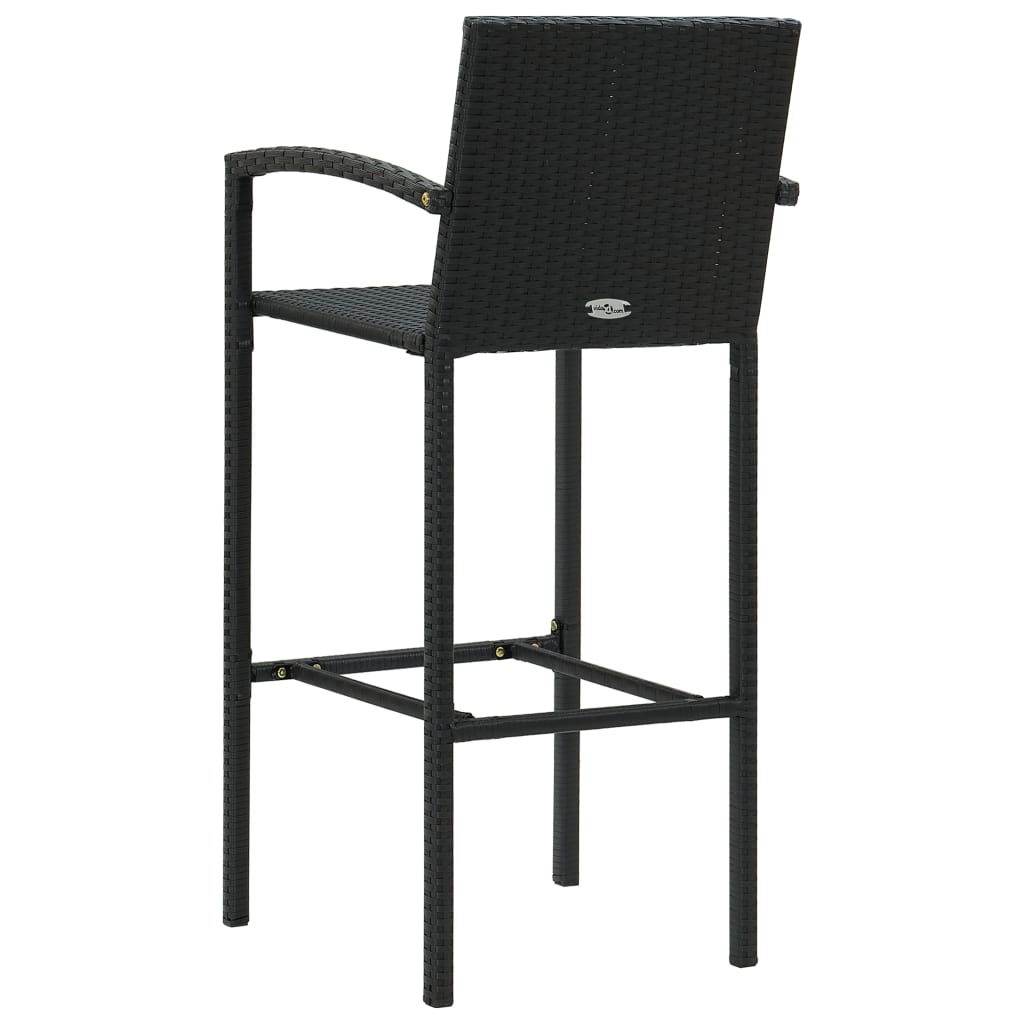 5-Tlg. Garten-Bar-Set Mit Armlehnen Poly Rattan Schwarz