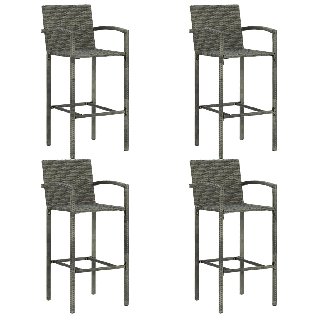 5-Tlg. Garten-Bar-Set Mit Armlehnen Poly Rattan Grau