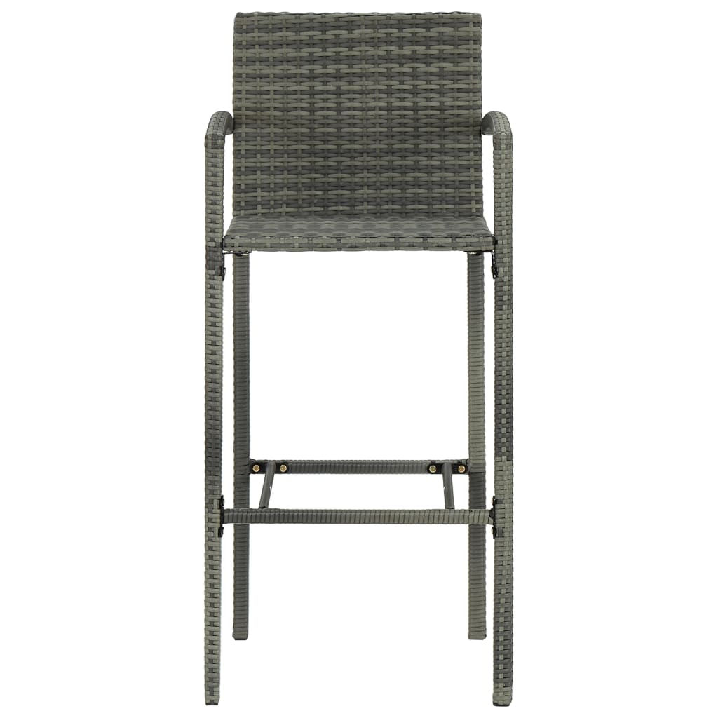 5-Tlg. Garten-Bar-Set Mit Armlehnen Poly Rattan Grau