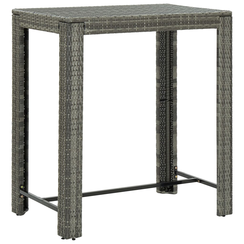 5-Tlg. Garten-Bar-Set Mit Armlehnen Poly Rattan Grau