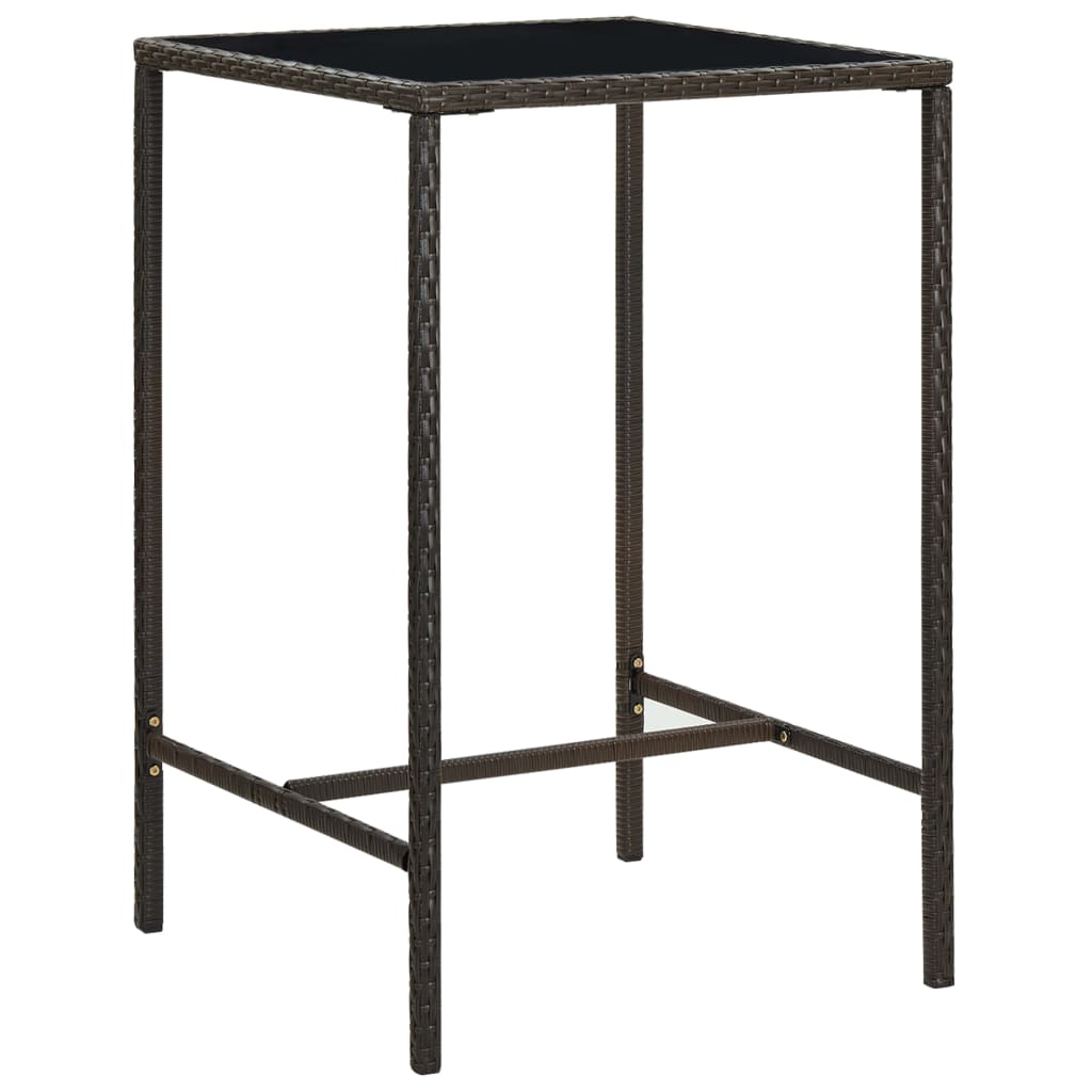 3-Tlg. Gartenbar-Set Mit Kissen Poly Rattan