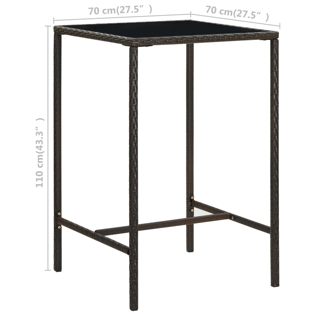 3-Tlg. Gartenbar-Set Mit Kissen Poly Rattan