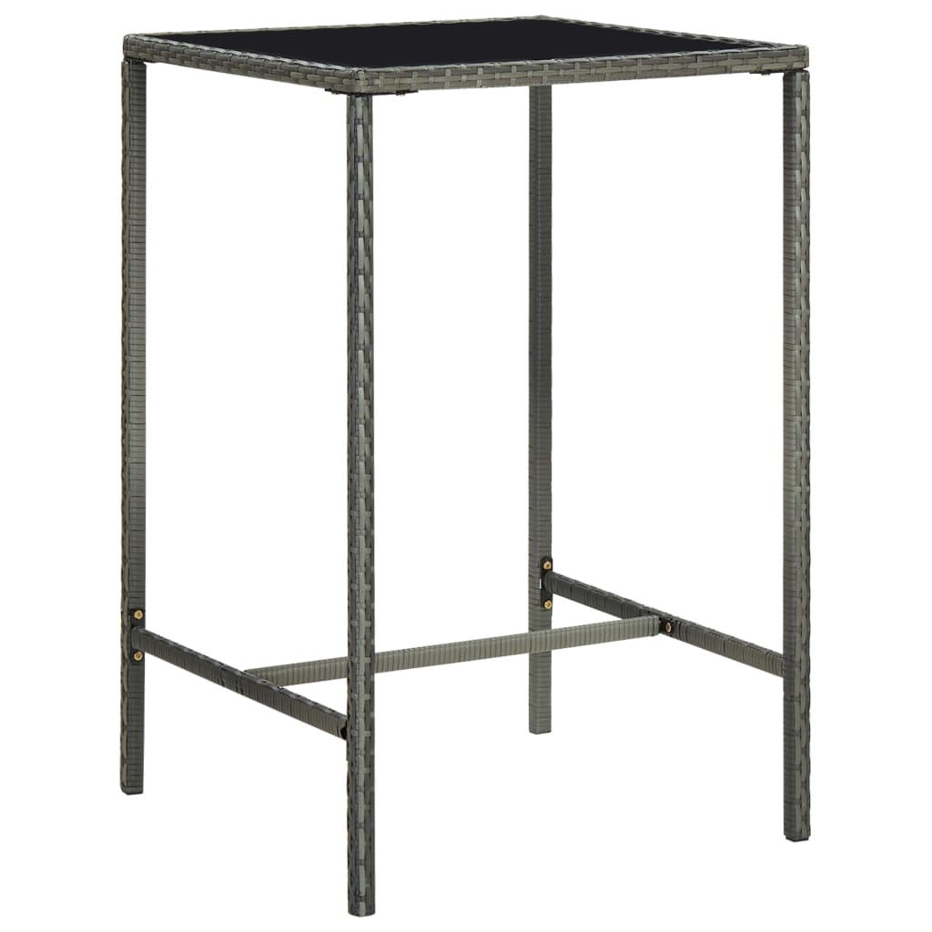 3-Tlg. Gartenbar-Set Mit Kissen Poly Rattan