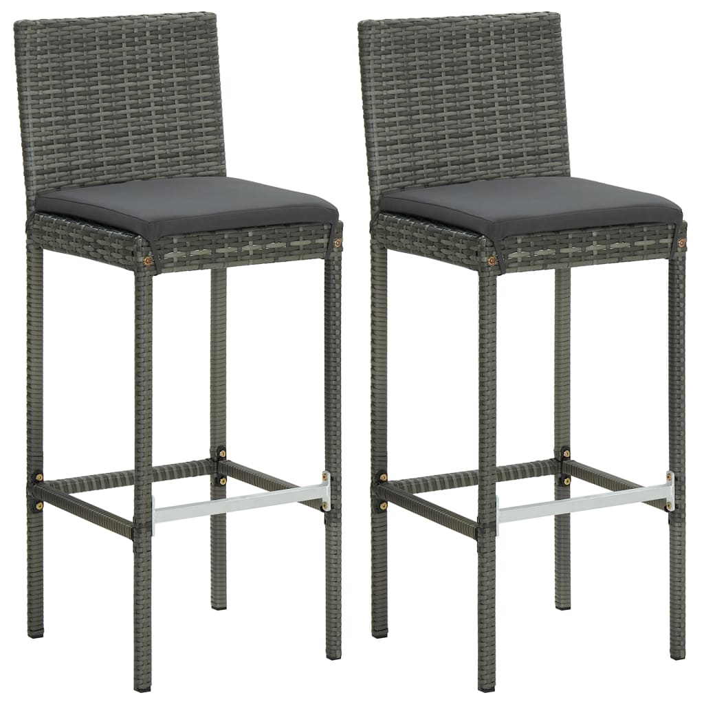 3-Tlg. Gartenbar-Set Mit Kissen Poly Rattan