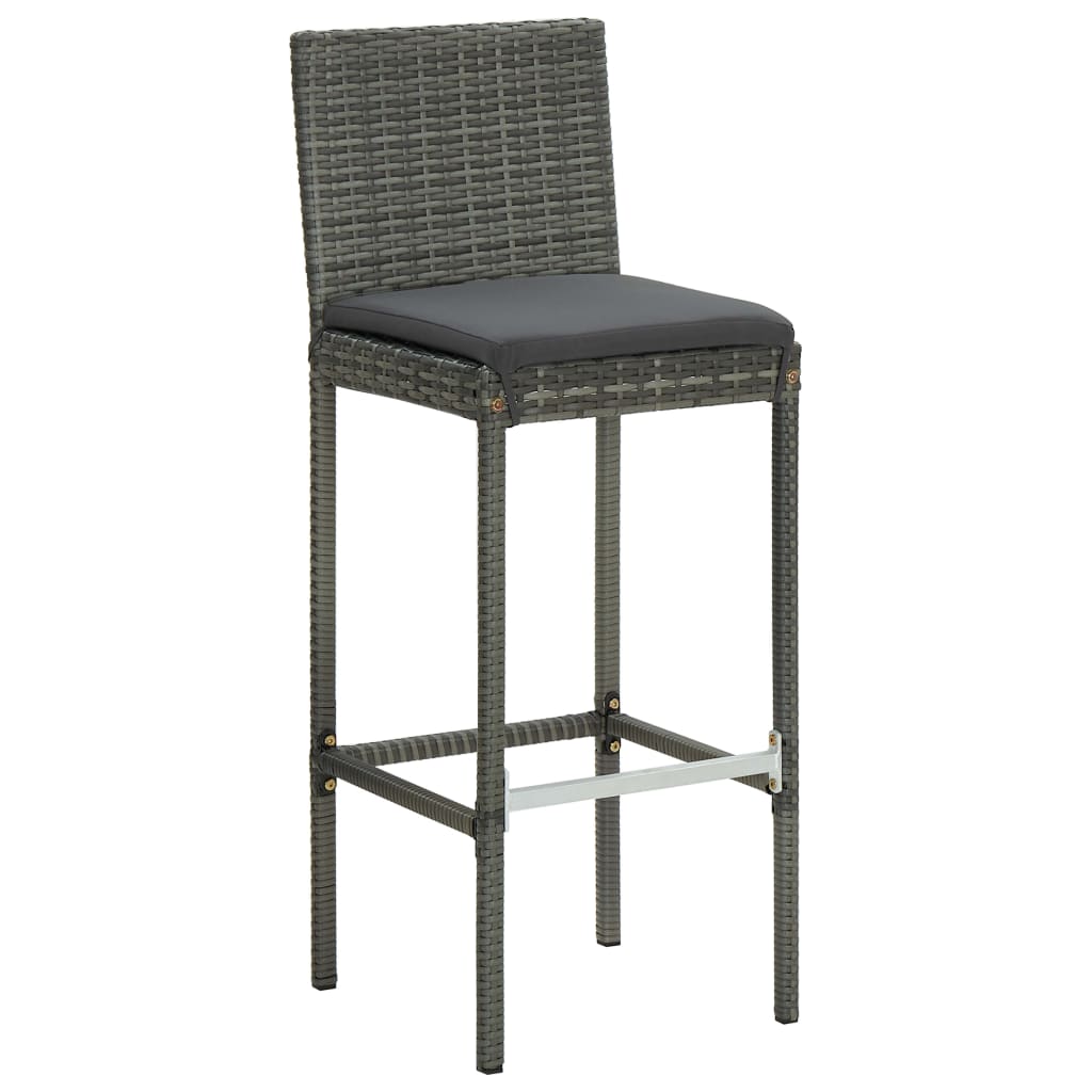 3-Tlg. Gartenbar-Set Mit Kissen Poly Rattan