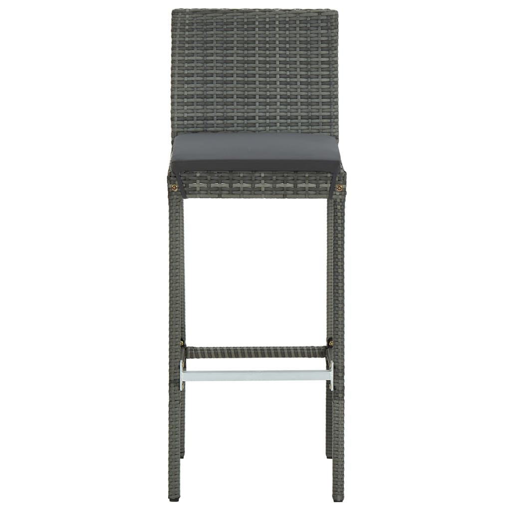 3-Tlg. Gartenbar-Set Mit Kissen Poly Rattan