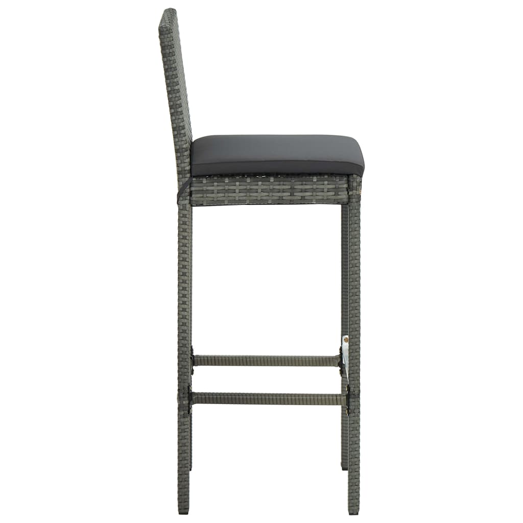 3-Tlg. Gartenbar-Set Mit Kissen Poly Rattan