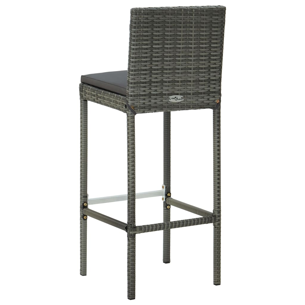 3-Tlg. Gartenbar-Set Mit Kissen Poly Rattan