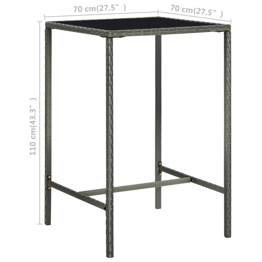 3-Tlg. Gartenbar-Set Mit Kissen Poly Rattan
