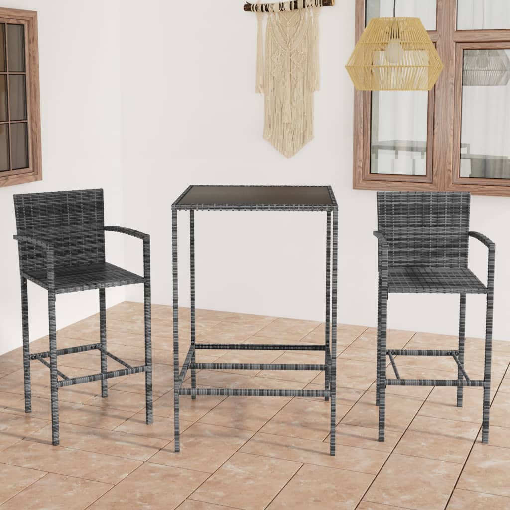 3-Tlg. Gartenbar-Set Poly Rattan