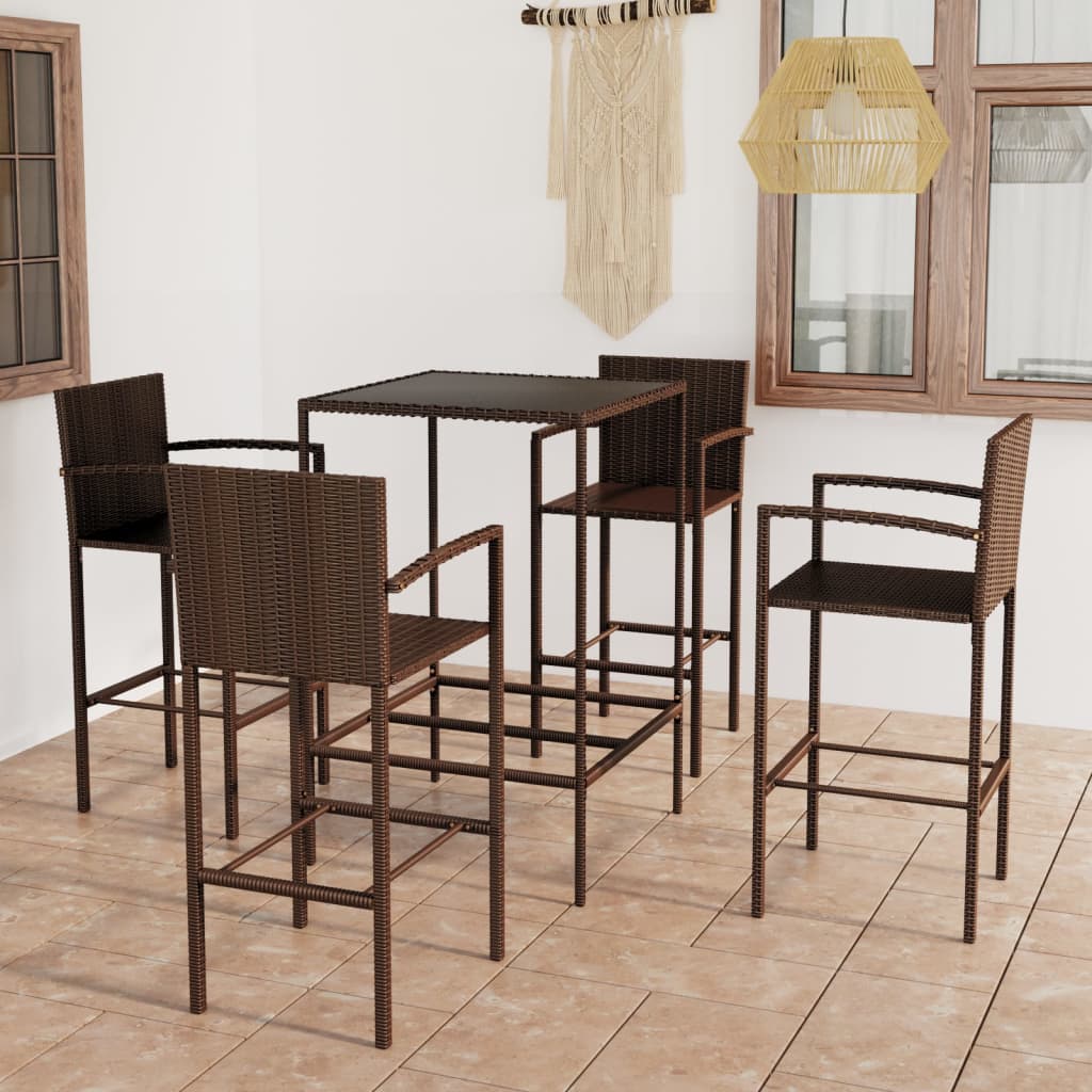 3-Tlg. Gartenbar-Set Poly Rattan