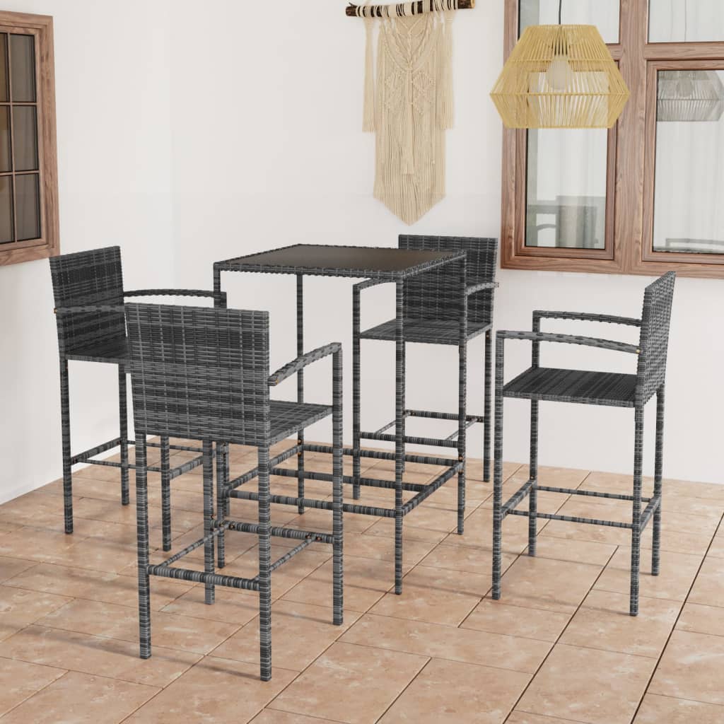 3-Tlg. Gartenbar-Set Poly Rattan