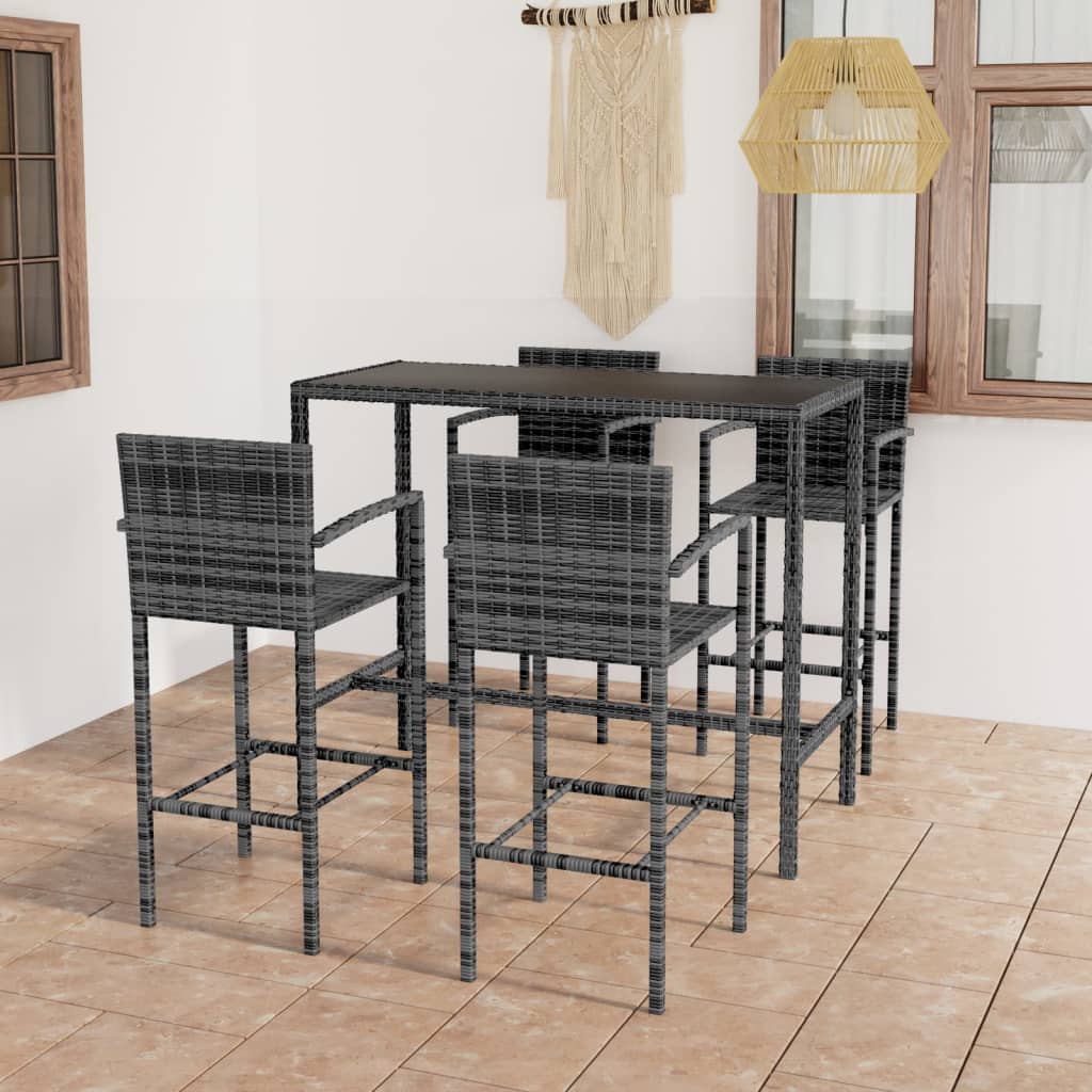 3-Tlg. Gartenbar-Set Poly Rattan