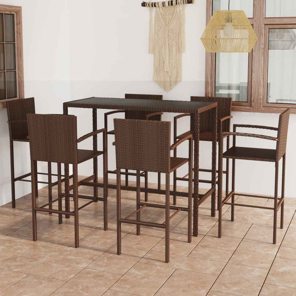 3-Tlg. Gartenbar-Set Poly Rattan