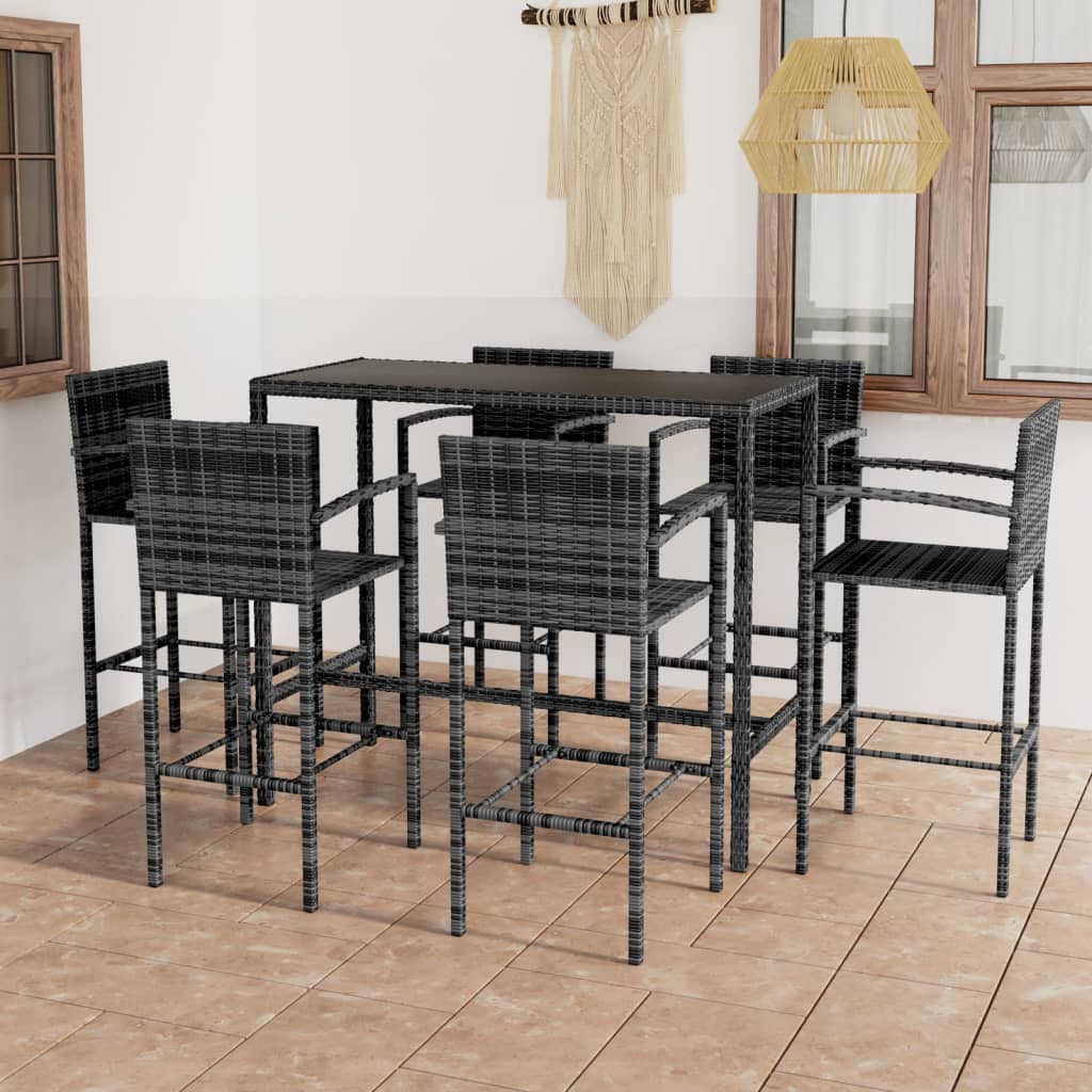 3-Tlg. Gartenbar-Set Poly Rattan