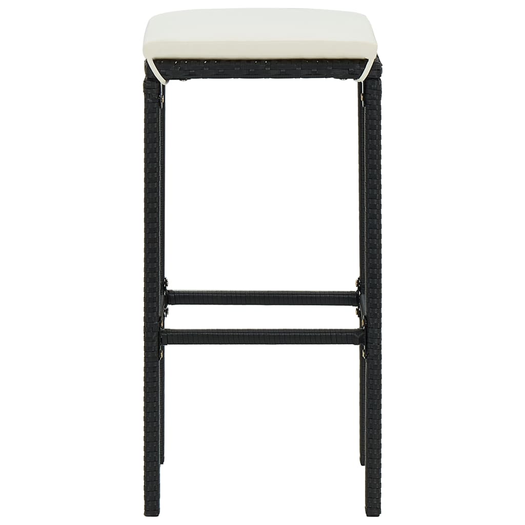 3-Tlg. Gartenbar-Set Mit Kissen Poly Rattan