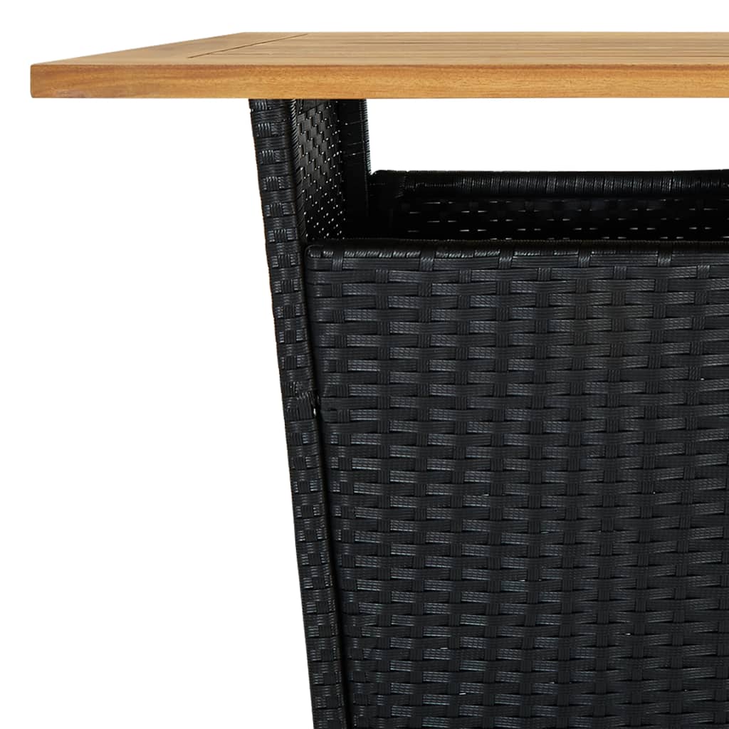 3-Tlg. Gartenbar-Set Mit Kissen Poly Rattan