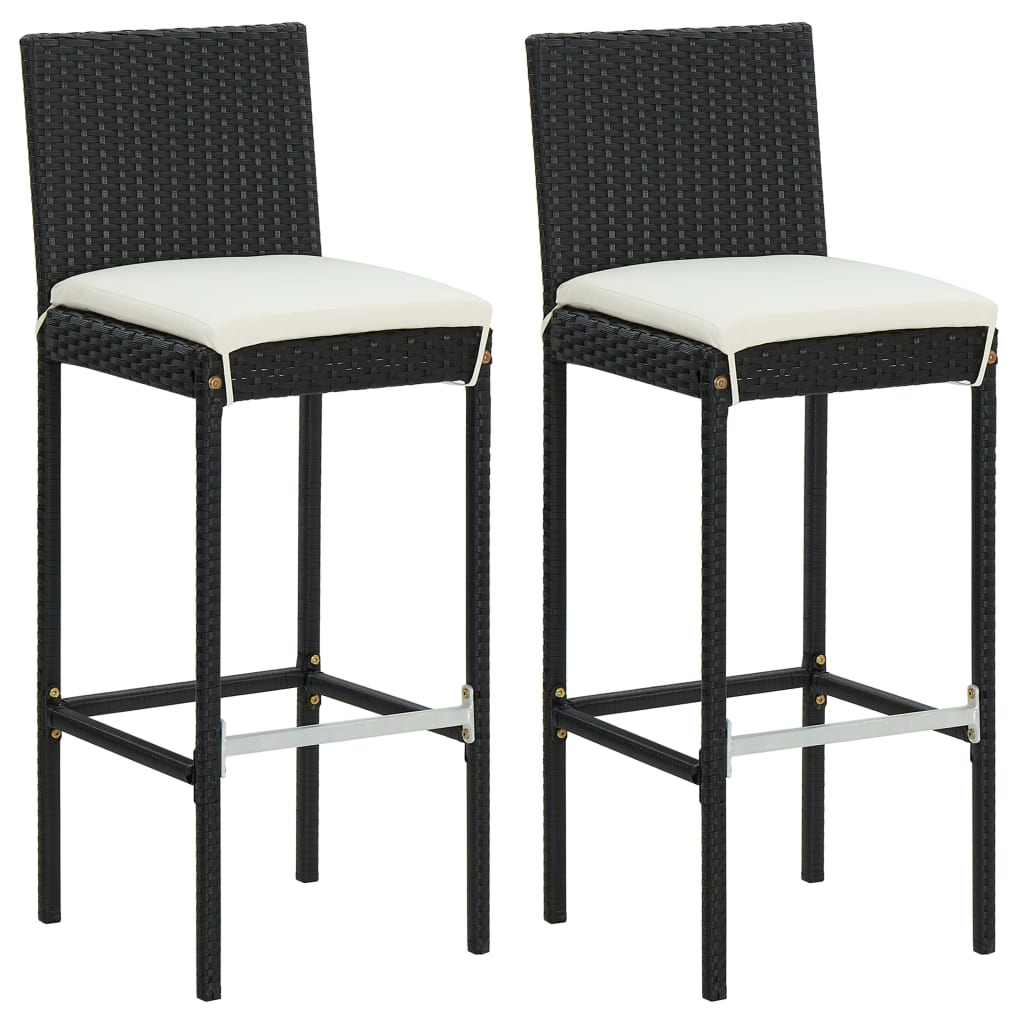 3-Tlg. Gartenbar-Set Mit Kissen Poly Rattan