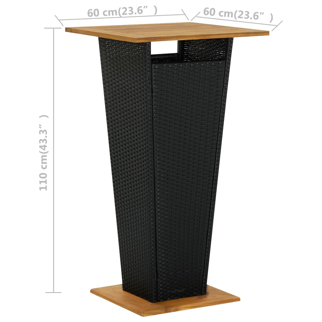 3-Tlg. Gartenbar-Set Mit Kissen Poly Rattan