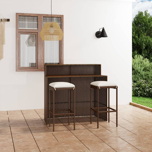 3-Tlg. Gartenbar-Set Mit Kissen