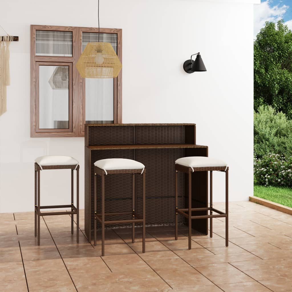 3-Tlg. Gartenbar-Set Mit Kissen