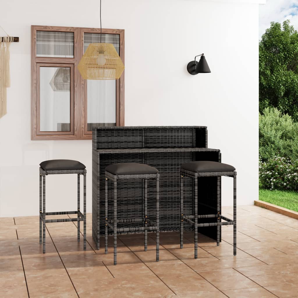 3-Tlg. Gartenbar-Set Mit Kissen