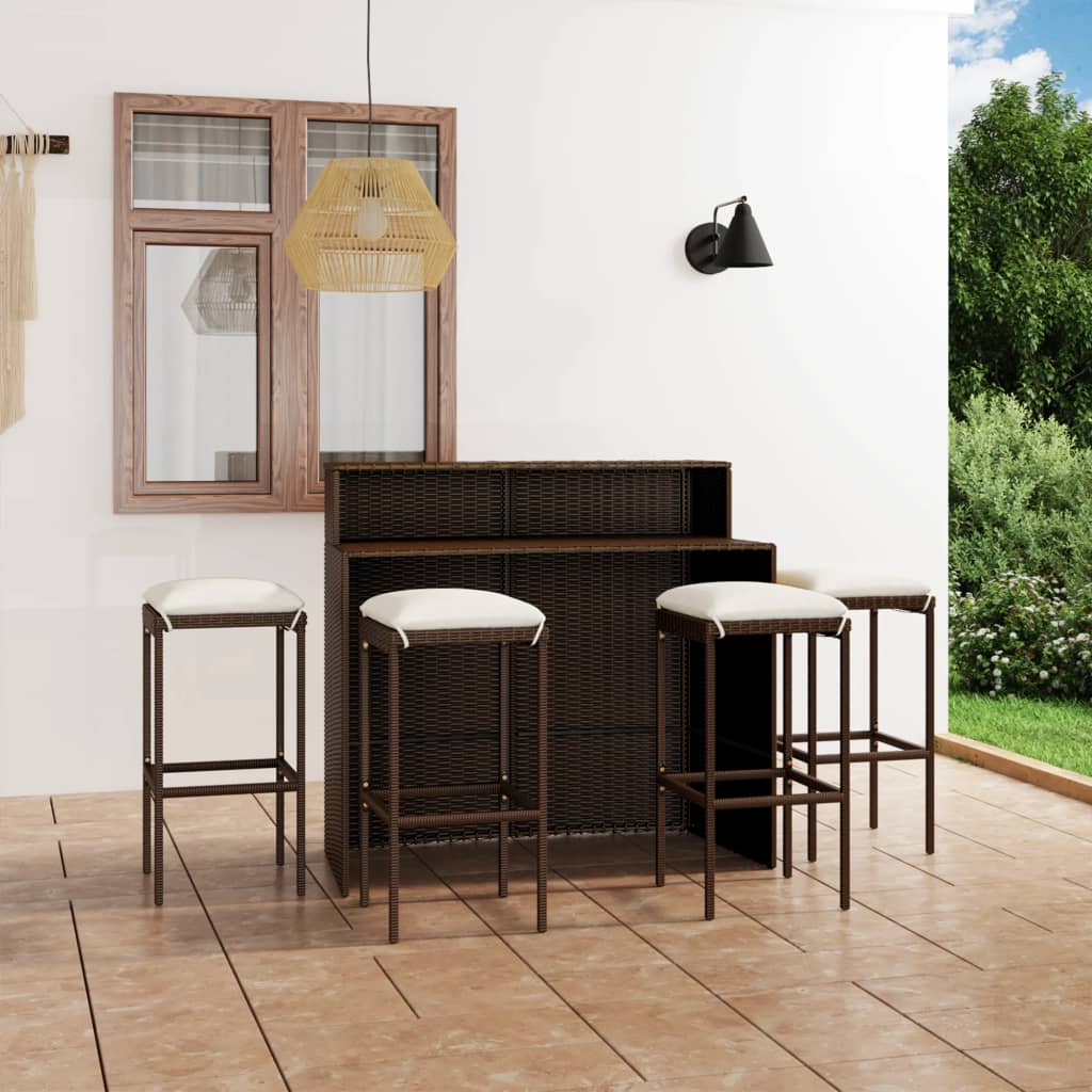 3-Tlg. Gartenbar-Set Mit Kissen
