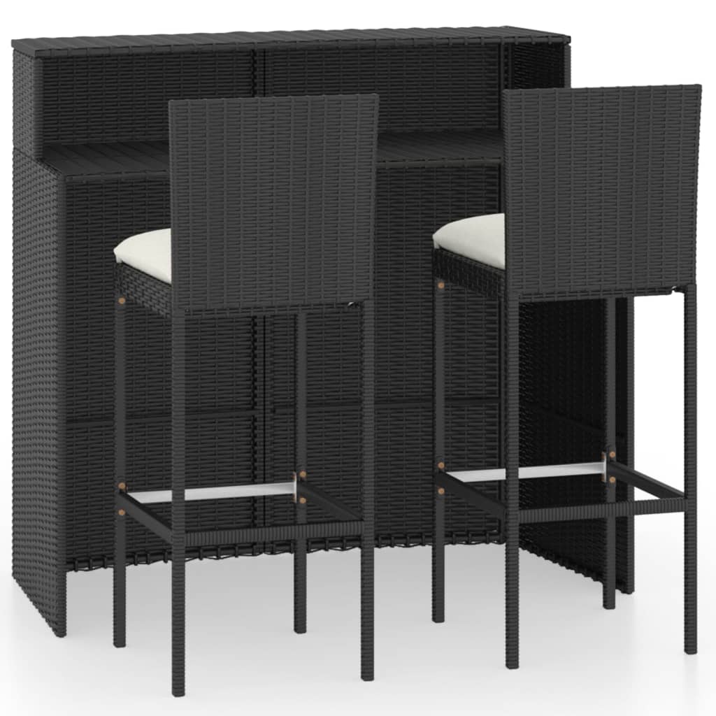 3-Tlg. Gartenbar-Set Mit Kissen