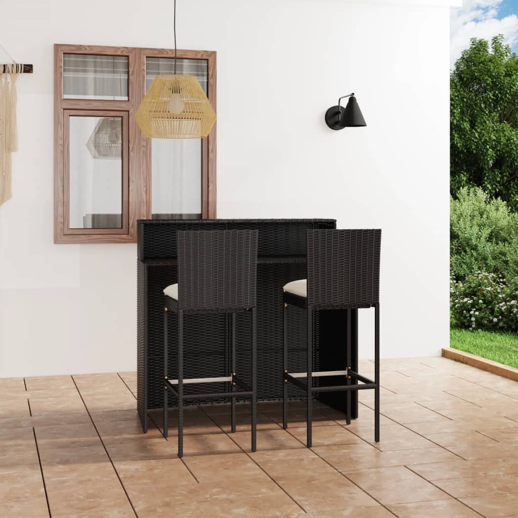 3-Tlg. Gartenbar-Set Mit Kissen
