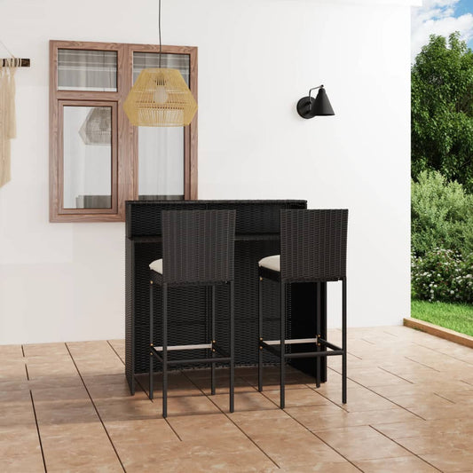 3-Tlg. Gartenbar-Set Mit Kissen