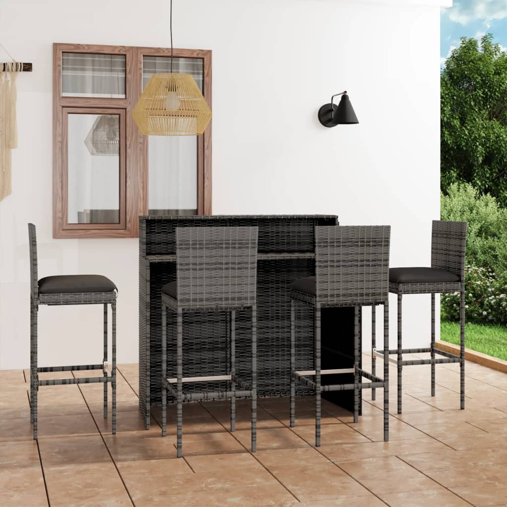 3-Tlg. Gartenbar-Set Mit Kissen