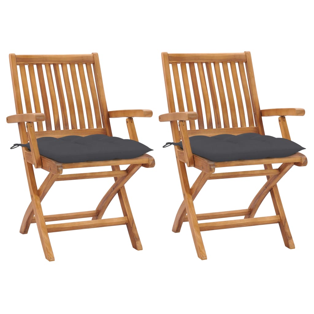 Gartenstühle 2 Stk. Mit En Kissen Massivholz Teak