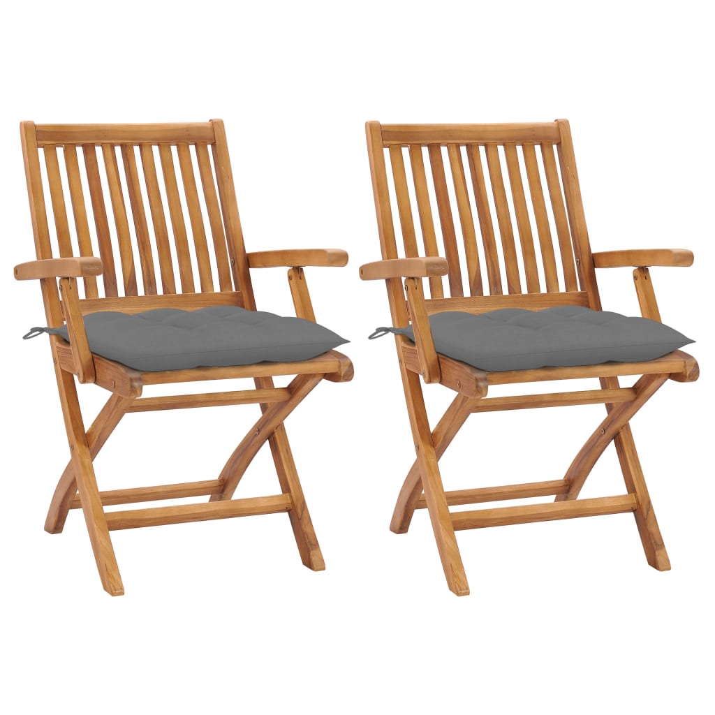 Gartenstühle 2 Stk. Mit En Kissen Massivholz Teak